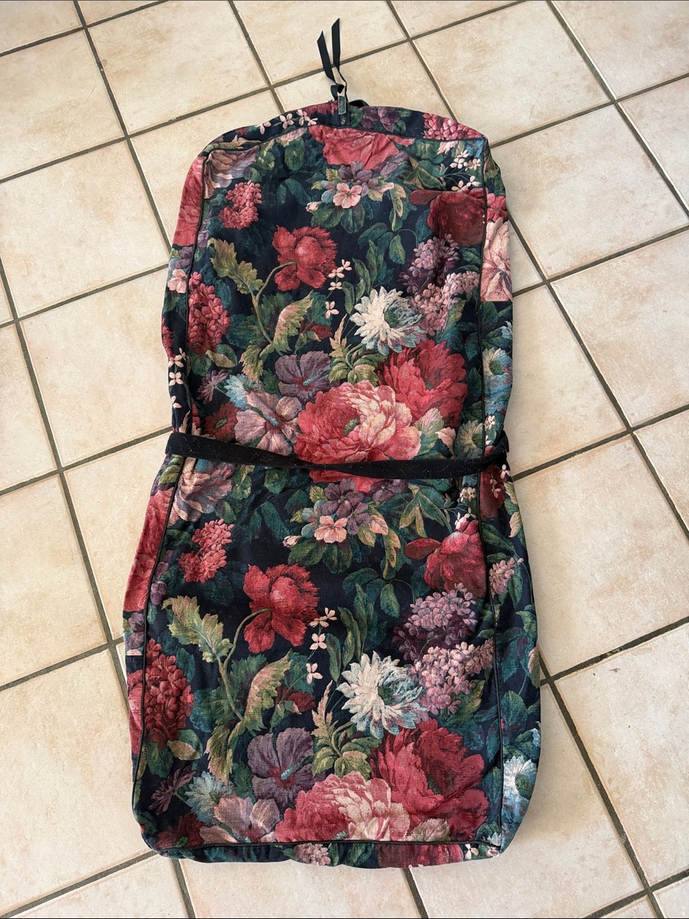 Vintage Gloria Spano Floral Garment Bag Travel Hanging Suit Dress Bag